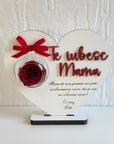 Placheta cu trandafir criogenat si mesaj personalizat